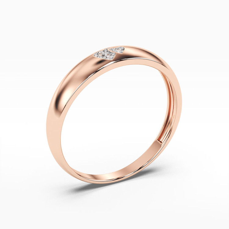 Pierścionek z różowego złota z symbolami serc z diamentami