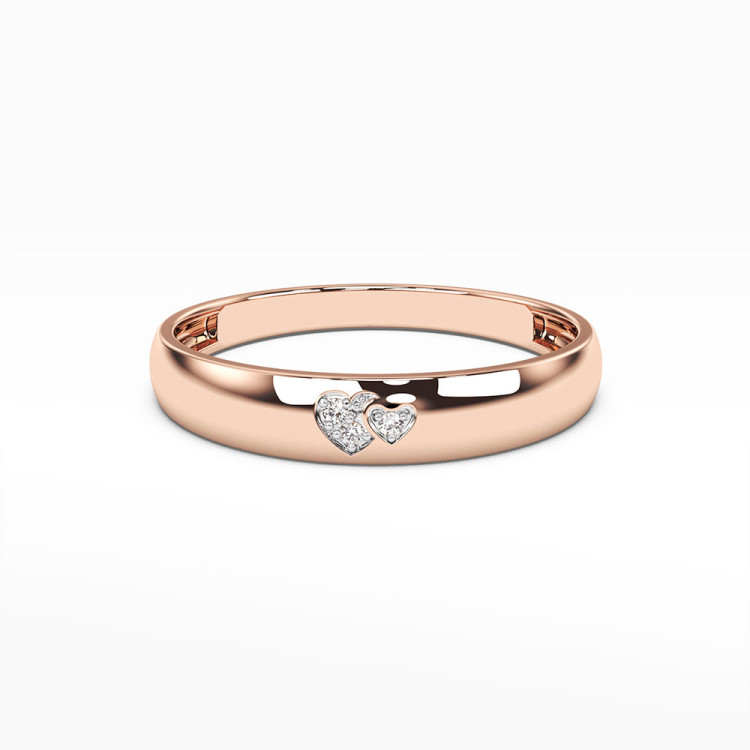 Pierścionek z różowego złota z symbolami serc z diamentami