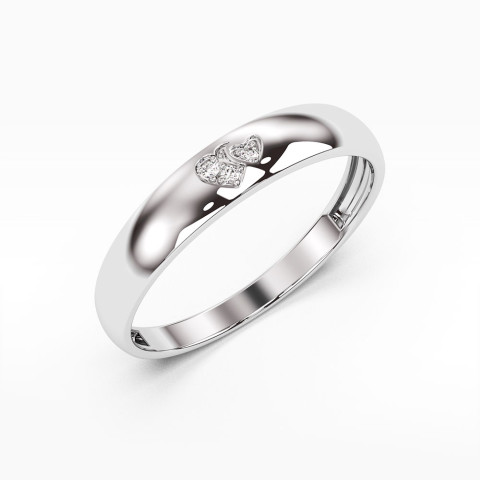 Pierścionek z białego złota z symbolami serc z diamentami