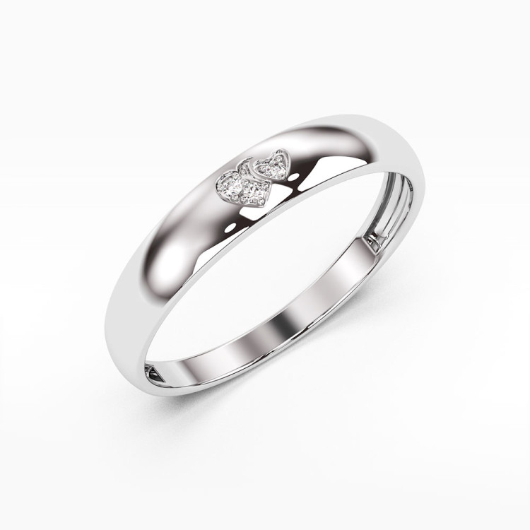 Pierścionek z białego złota z symbolami serc z diamentami