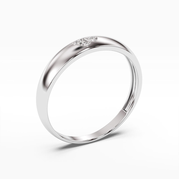 Pierścionek z białego złota z symbolami serc z diamentami