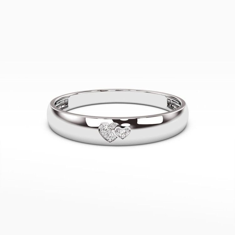 Pierścionek z białego złota z symbolami serc z diamentami