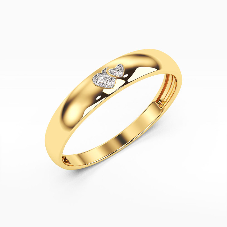 Pierścionek z żółtego złota z symbolami serc z diamentami