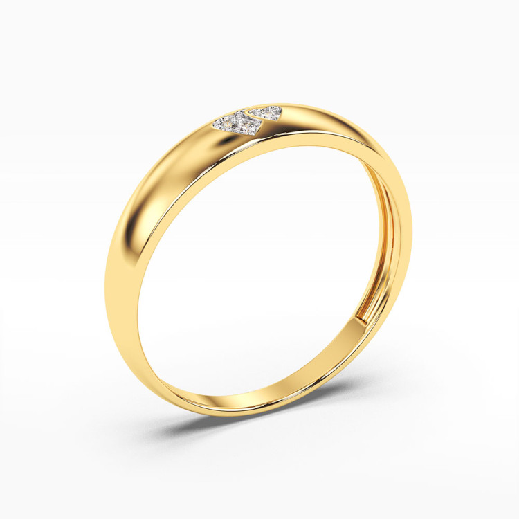 Pierścionek z żółtego złota z symbolami serc z diamentami