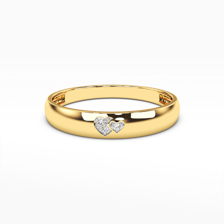 Pierścionek z żółtego złota z symbolami serc z diamentami