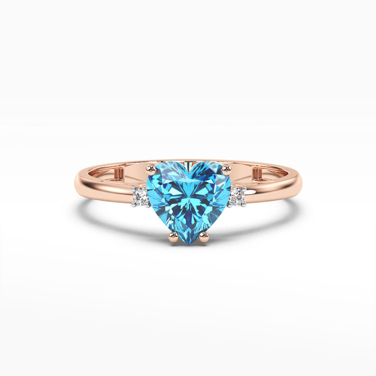 Pierścionek z dużym topazem w kształcie serca