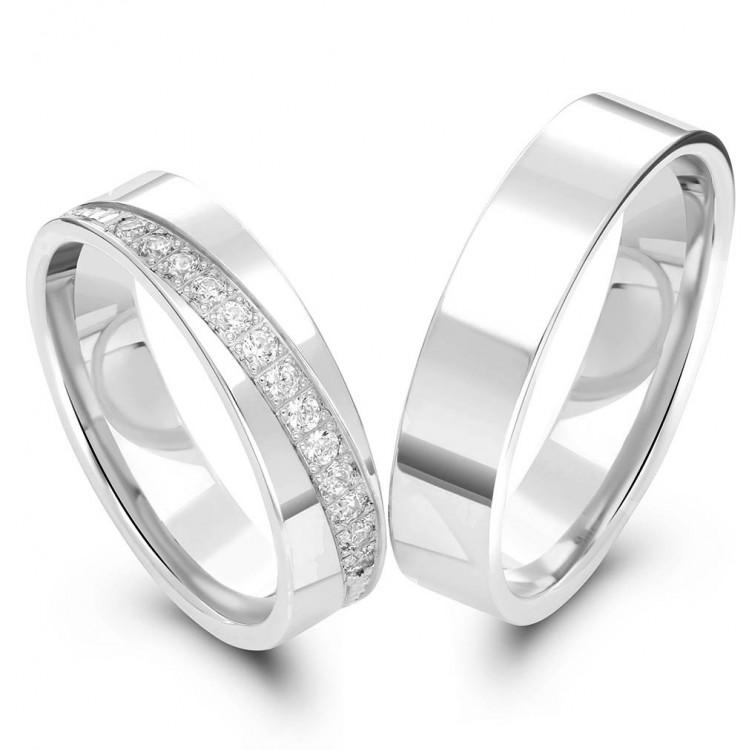 Obrączki ślubne z białego złota 5mm płaskie