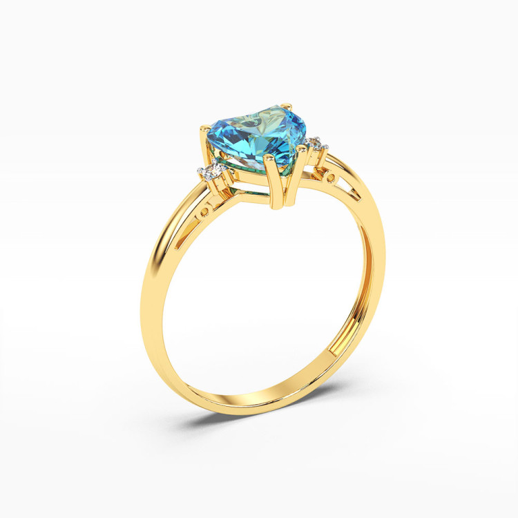 Pierścionek z dużym topazem w kształcie serca