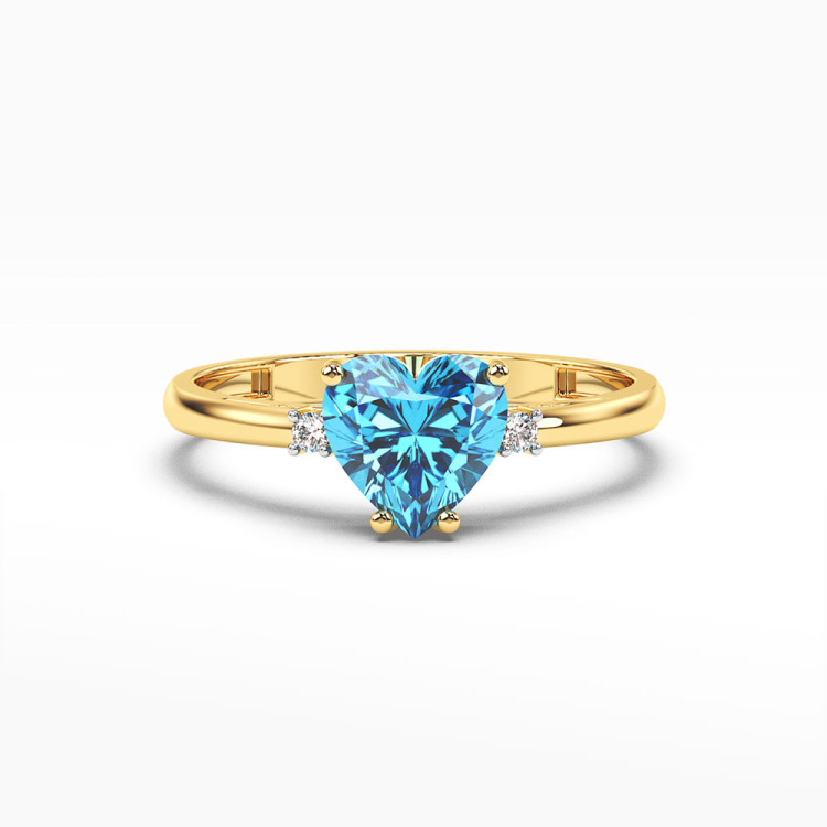 Pierścionek z dużym topazem w kształcie serca