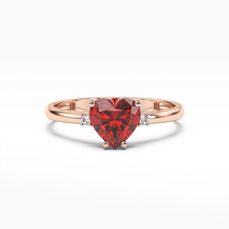 Pierścionek z dużym rubinem w kształcie serca