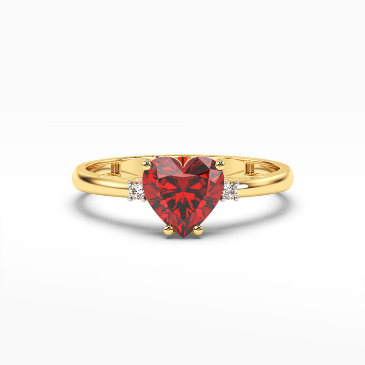 Pierścionek z dużym rubinem w kształcie serca