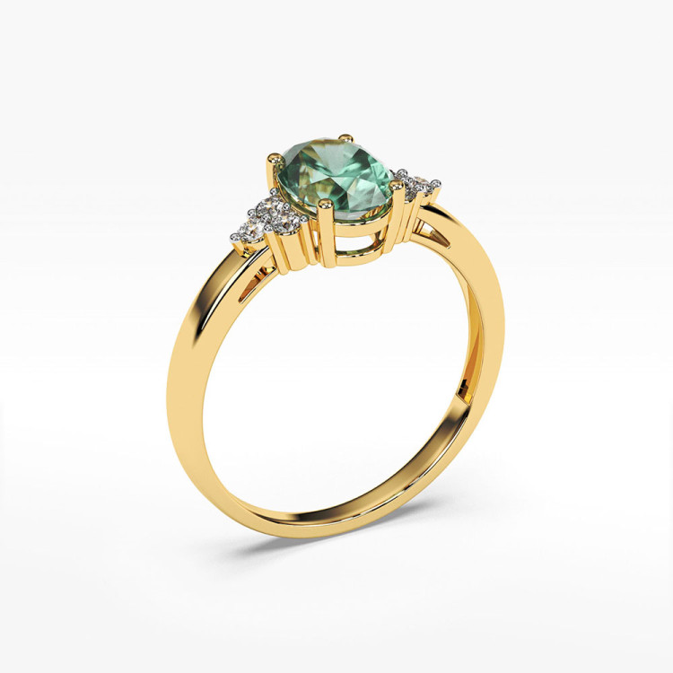 Pierścionek ze złota ze szmaragdem i diamentami