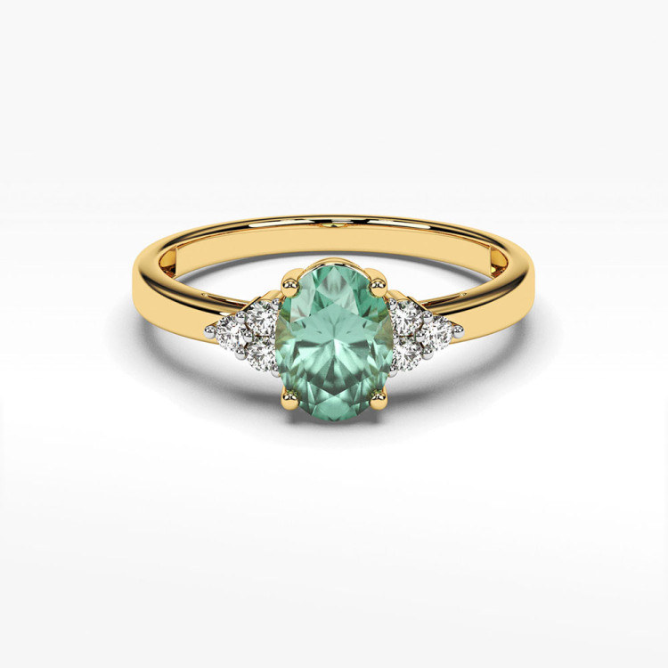 Pierścionek ze złota ze szmaragdem i diamentami