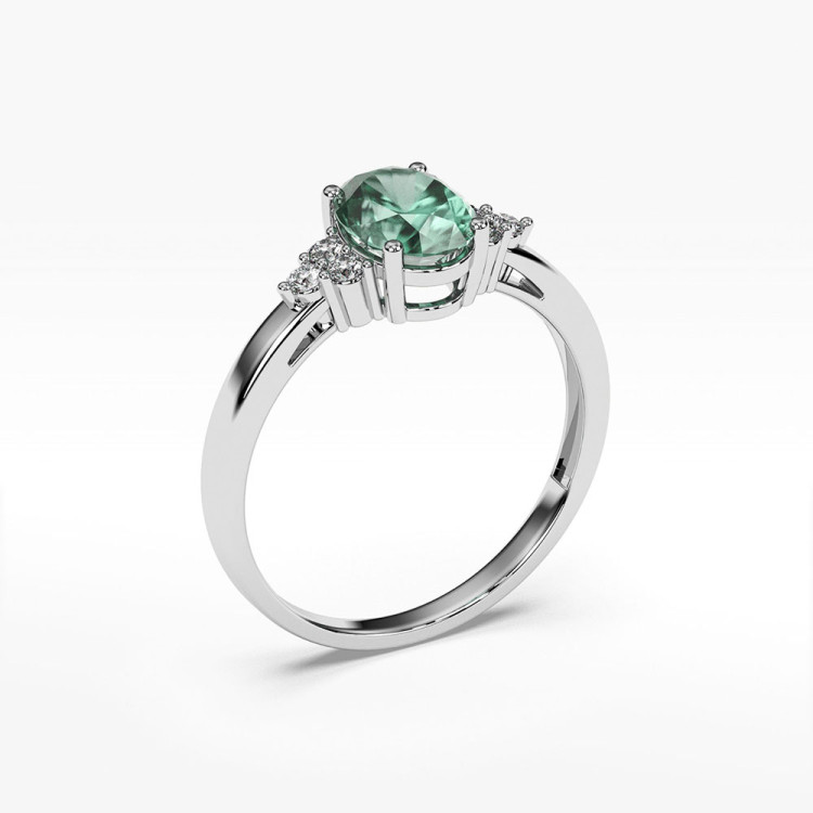 Pierścionek ze złota ze szmaragdem i diamentami