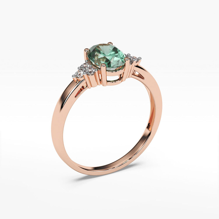 Pierścionek ze złota ze szmaragdem i diamentami