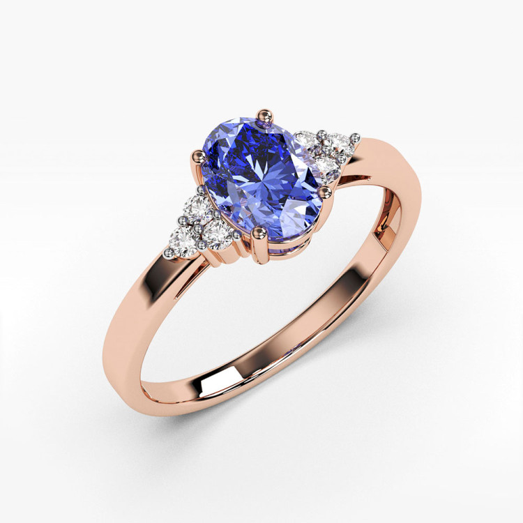 Pierścionek zaręczynowy z diamentami i tanzanitem