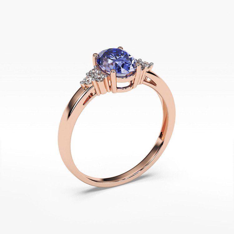 Pierścionek zaręczynowy z diamentami i tanzanitem