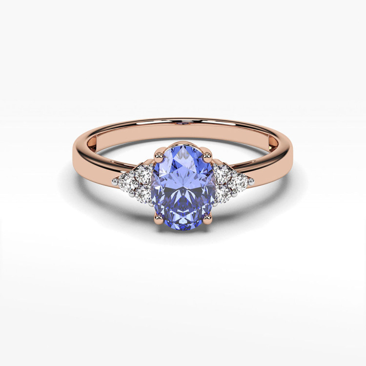 Pierścionek zaręczynowy z diamentami i tanzanitem