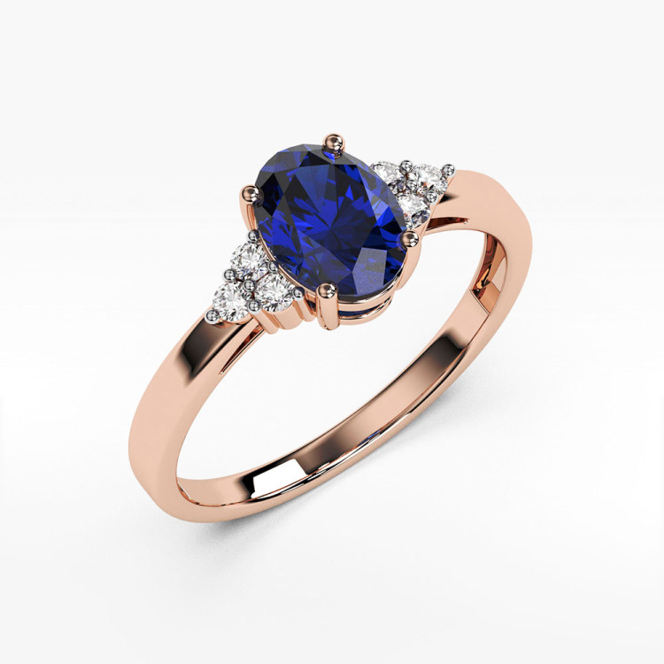 Pierścionek z diamentami i szafirem