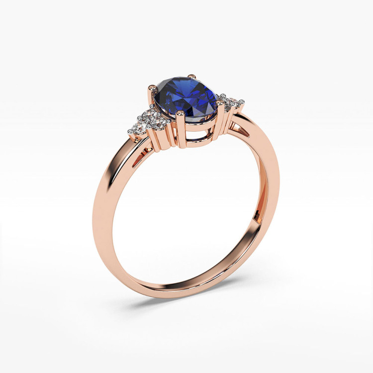 Pierścionek z diamentami i szafirem