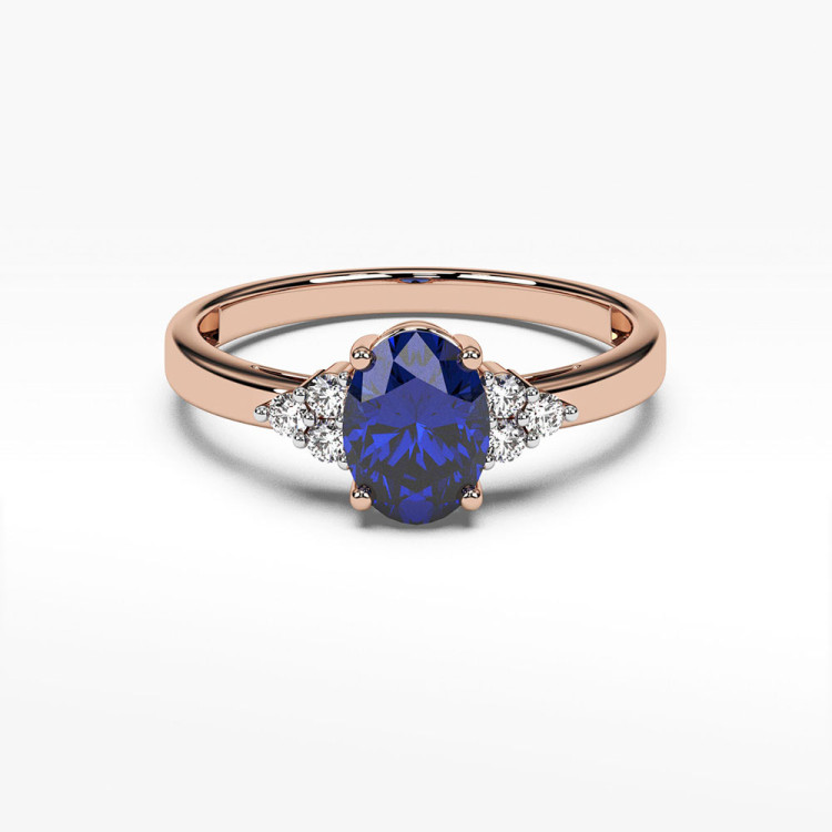 Pierścionek z diamentami i szafirem