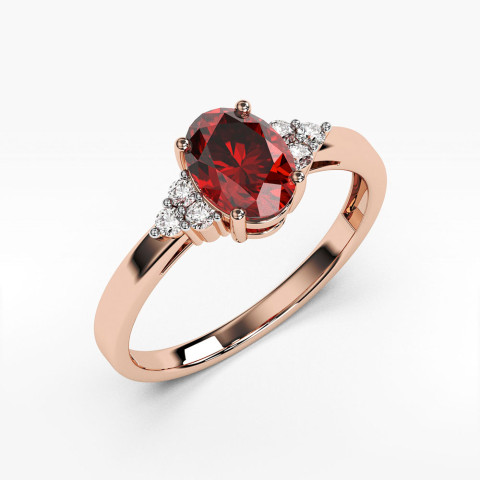 Pierścionek z diamentami i rubinem