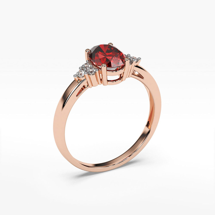 Pierścionek z diamentami i rubinem