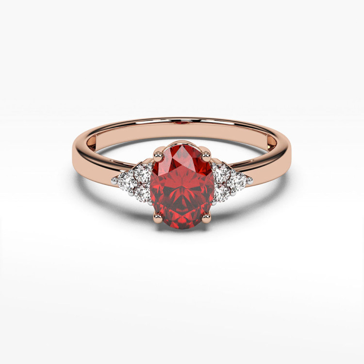 Pierścionek z diamentami i rubinem