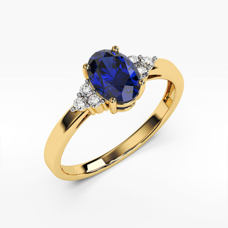 Pierścionek z diamentami i szafirem