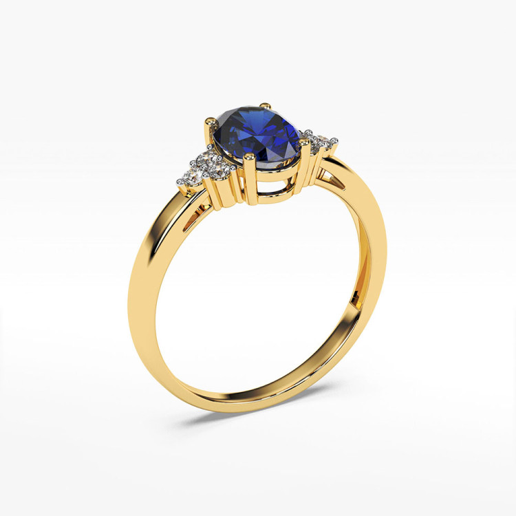 Pierścionek z diamentami i szafirem