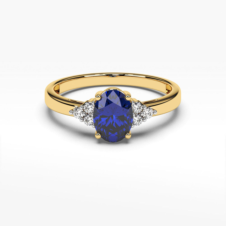 Pierścionek z diamentami i szafirem