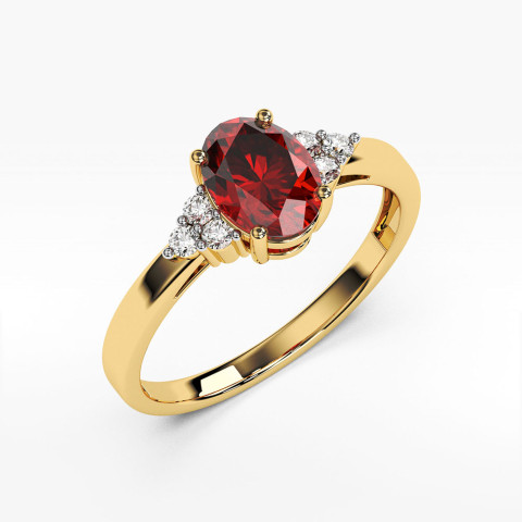 Pierścionek z diamentami i rubinem
