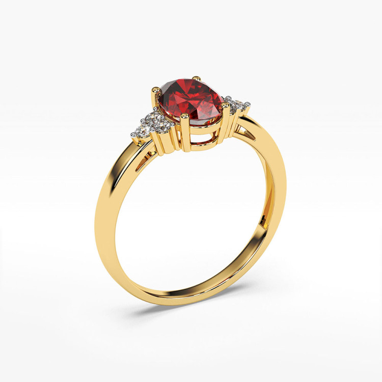 Pierścionek z diamentami i rubinem