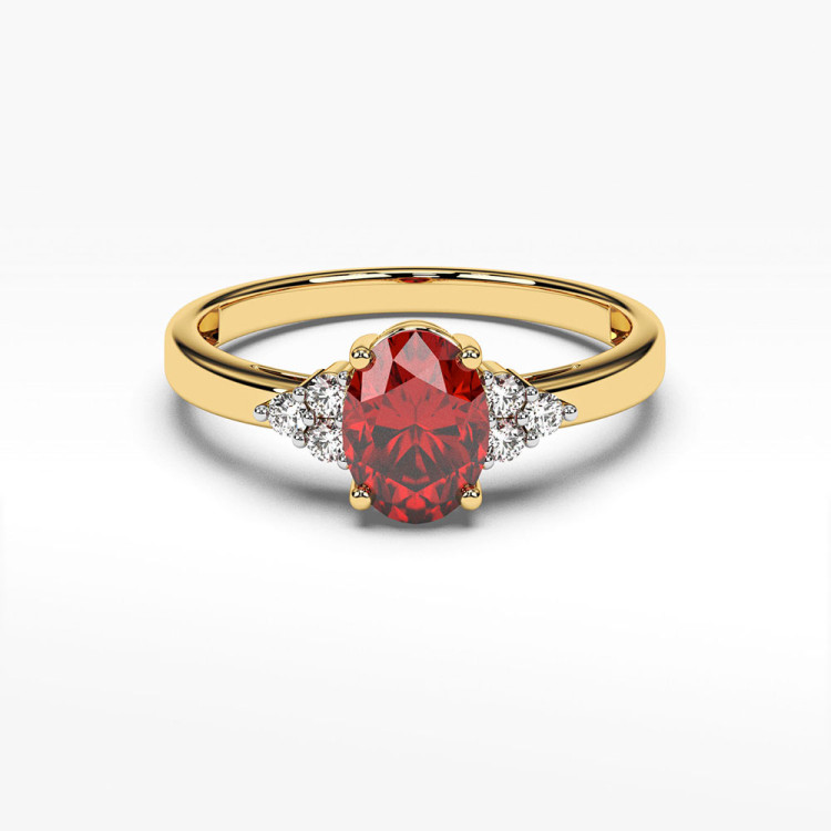 Pierścionek z diamentami i rubinem