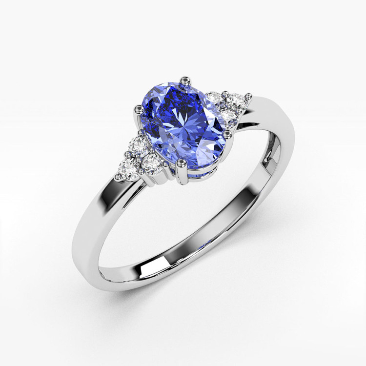 Zloty pierścionek zaręczynowy z diamentami i tanzanitem