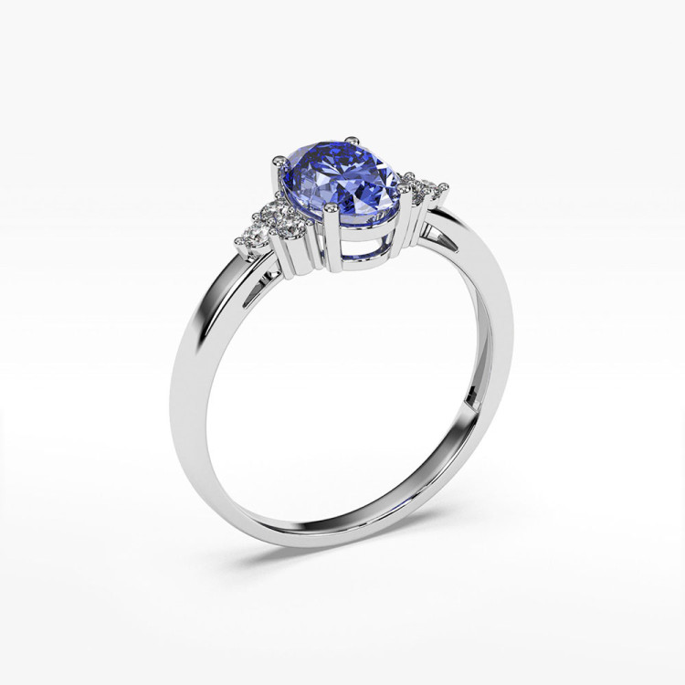 Zloty pierścionek zaręczynowy z diamentami i tanzanitem