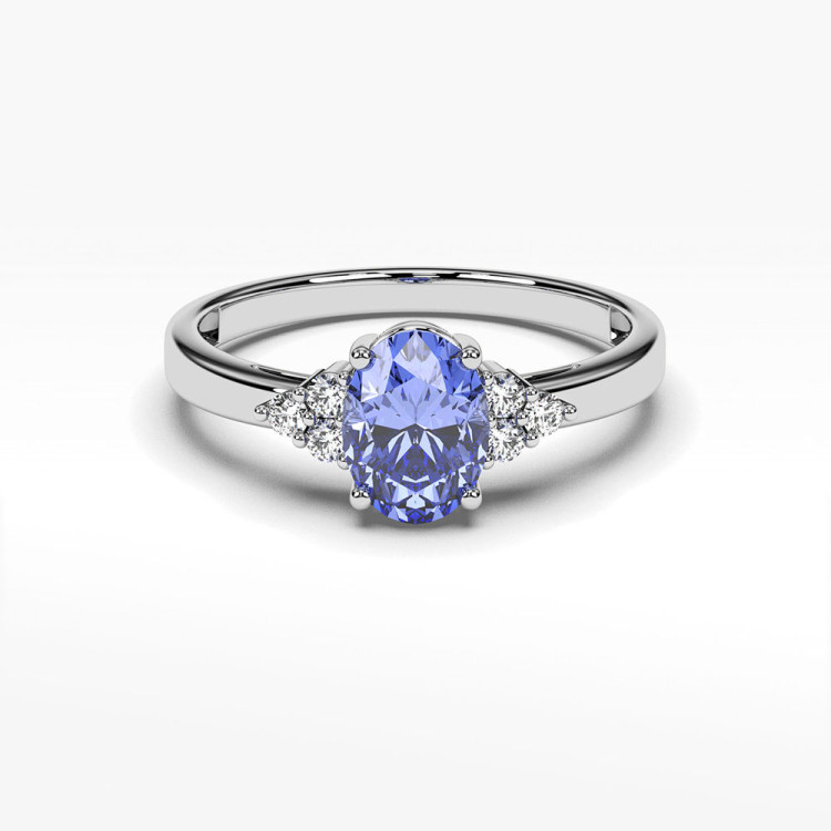 Zloty pierścionek zaręczynowy z diamentami i tanzanitem