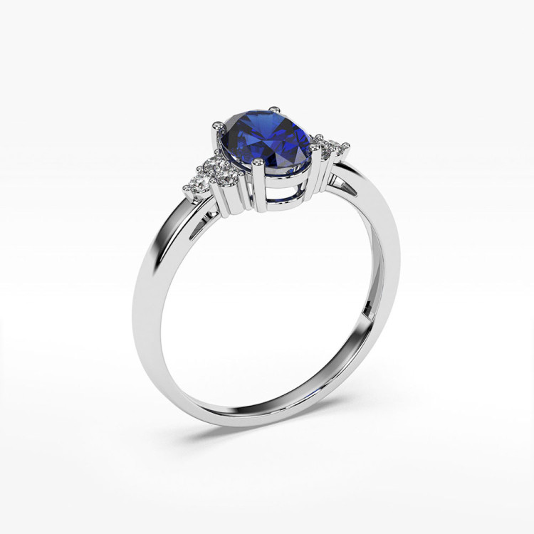 Pierścionek z diamentami i szafirem