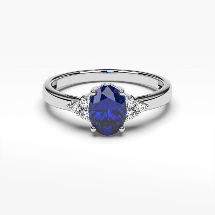 Pierścionek z diamentami i szafirem