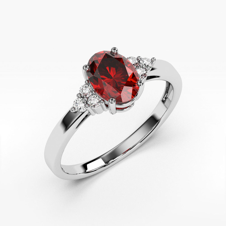 Pierścionek z diamentami i rubinem