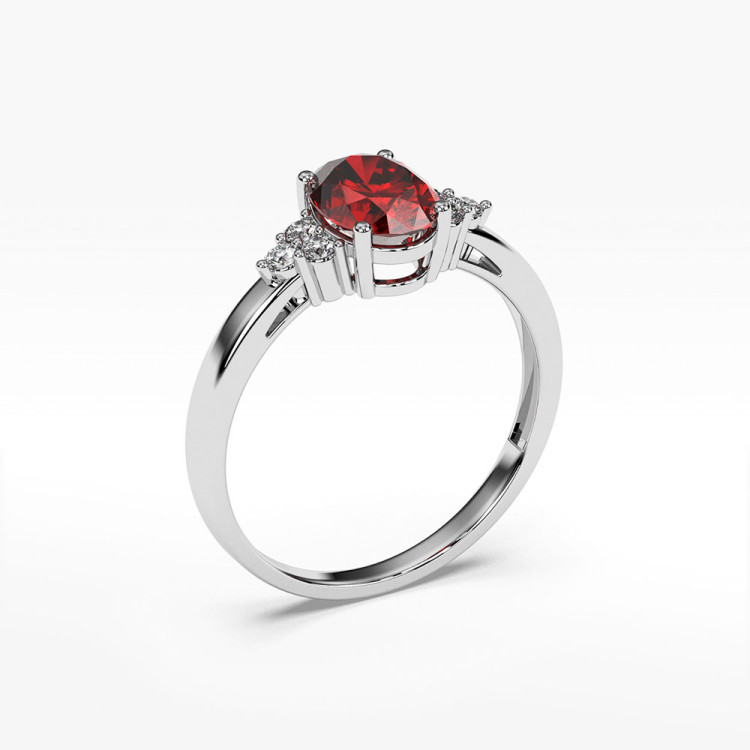 Pierścionek z diamentami i rubinem