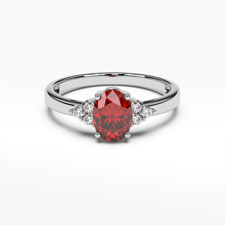 Pierścionek z diamentami i rubinem
