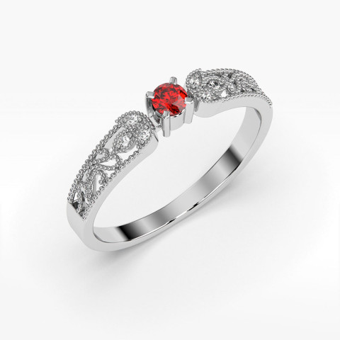 Pierścionek z diamentami i rubinem