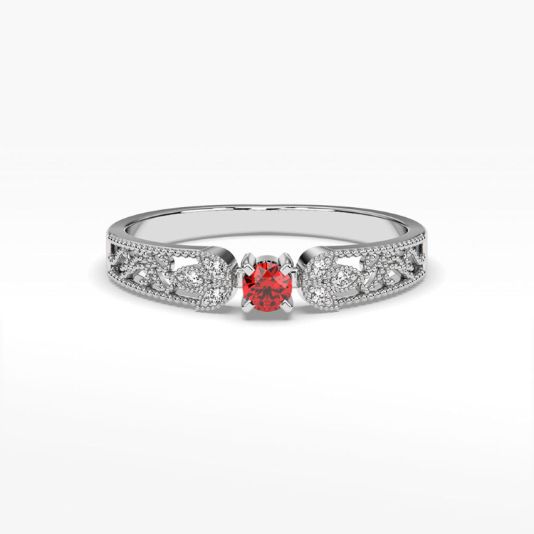 Pierścionek z diamentami i rubinem