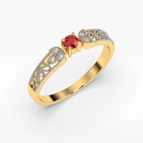 Pierścionek z diamentami i rubinem