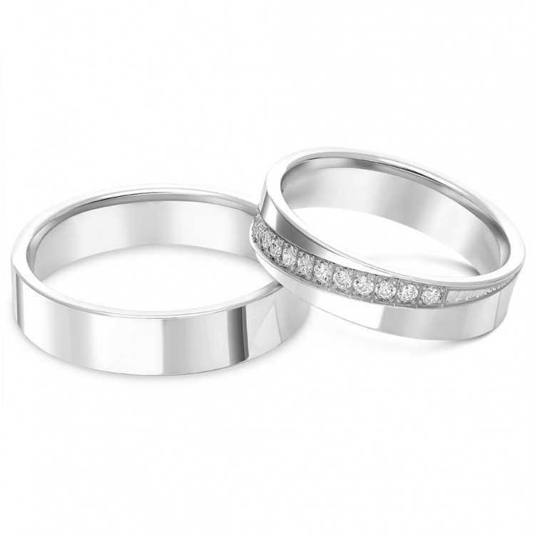 Obrączki ślubne z białego złota 5mm płaskie