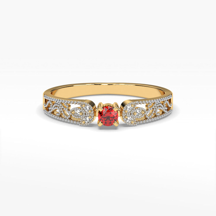 Pierścionek z diamentami i rubinem