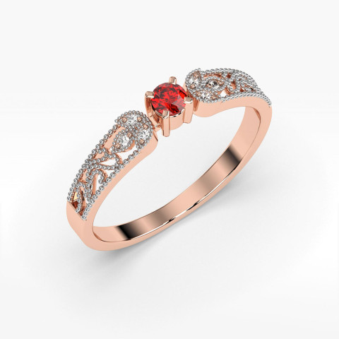 Pierścionek z diamentami i rubinem