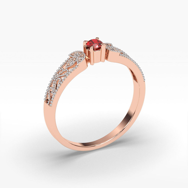 Pierścionek z diamentami i rubinem