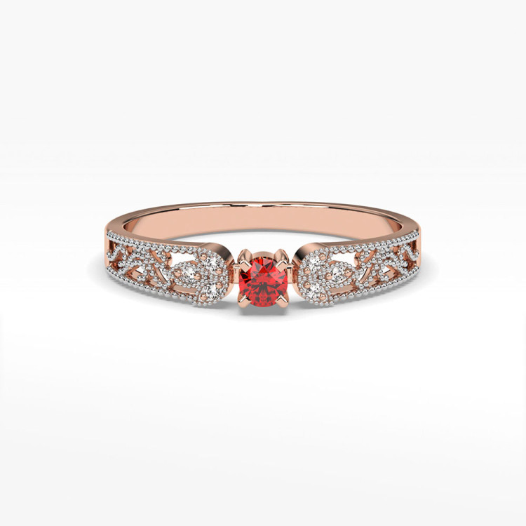 Pierścionek z diamentami i rubinem